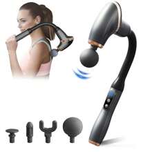 Multifunctional Massage Gun With Extendable Handle, Portable Back And Waist Massager With 4 Massage Heads, 3 Modes And 6 Speed Handheld Fascia Gun For Back, Waist, Arms, Legs - Great Christmas Gift For Family And Friends
