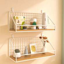 1 件壁挂式储物架，铁木装饰墙架，带挂钩，适用于入口和墙壁组织，家庭储物单元，简约壁挂式家用储物架，带储物篮的木质墙壁搁板，马桶上方的浴室搁板，卧室客厅悬挂式搁板，墙壁装饰，家居装饰，房间装饰，墙壁装饰