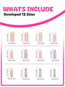 24片紫色和白色渐变法式假指甲，带有3D蝴蝶和金色线条艺术设计，亮面全覆盖式按压指甲，适合女性、女孩、派对和日常佩戴。