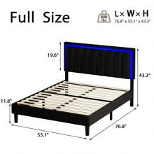 Twin Size Bed Frame With LED Lights, LED Upholstered Bed Frame With  Headboard, No Box Spring Needed, Easy Assembly, White/ Pink/ Black, Twin/ Full/ Queen/ King (USB LED Strip)