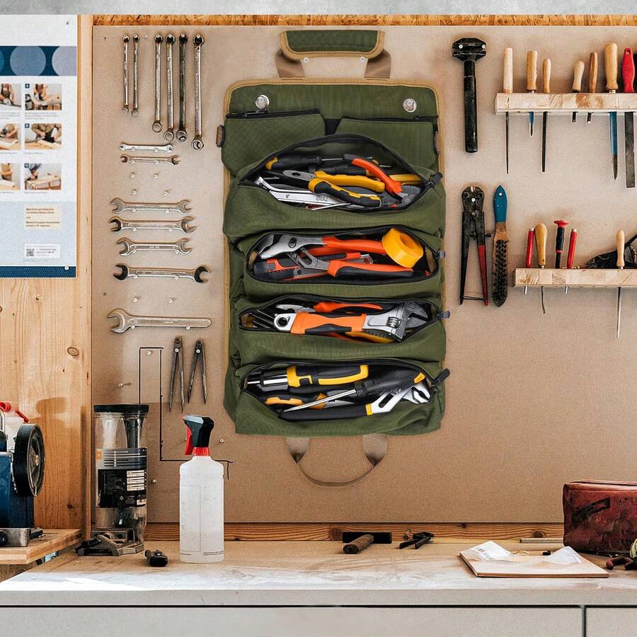 Tool Bag, Tool Bags For Men, Heavy Duty Tool Organizer, Portable Roll