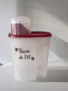 Decorated Plastic Food Container With Lid - Pet Food - 紅色 - 查看 2