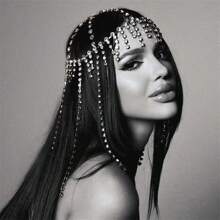 Nuevo accesorio para el cabello con borlas y rhinestones brillantes para mujer, diadema con rhinestones de moda, accesorios para el cabello para actuaciones en el escenario