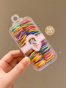 1 Hộp 100 Dây Buộc Tóc Mini Màu Kẹo Co Giãn Cao Cấp Cho Bé Gái - Nhiều màu - Xem 7