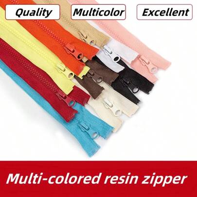 5 peças #3 Zíperes de resina abertos para roupas, jaquetas e tops, zíperes de um lado, disponíveis em várias cores e tamanhos