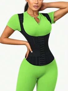 女士束腰塑身衣，收腹塑形衣，压缩运动健身瘦身背心 - 黑色 - 查看 3