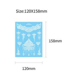 6片蓝色夜光蝴蝶临时纹身贴纸，蕾丝蝴蝶海娜美甲贴纸，防水，可持续2-5天 - 白色 - 查看 9