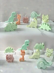 Bộ 4 khuôn nến silicon hình khủng long và mèo dùng để làm đồ thủ công DIY và làm nến, khuôn silicon màu trắng kem mềm dẻo và có thể tái sử dụng - trắng - Xem 4