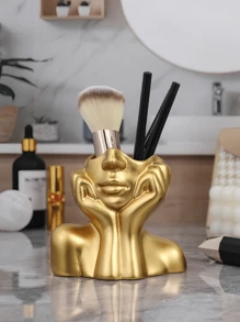 1pc Minimalist Female Beauty Face Makeup Brush Storage, Vase, Suitable For Home Decor, Bedroom Decor, The Best Christmas Gift Home Bathroom Decor Bathroom Organizer Fall Decor Makeup Organizer Back To School