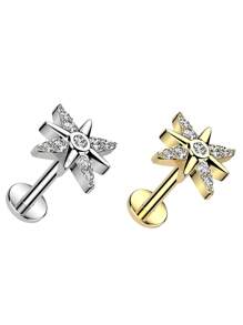 1 chiếc khuyên tai sụn hình ngôi sao lấp lánh, đính đá Zirconia, đế phẳng nhạy cảm với áp lực, trang sức xỏ khuyên cơ thể thích hợp cho các buổi hẹn hò, tiệc tùng, đeo hàng ngày - Ngôi sao - Xem 4