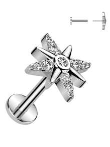 1 chiếc khuyên tai sụn hình ngôi sao lấp lánh, đính đá Zirconia, đế phẳng nhạy cảm với áp lực, trang sức xỏ khuyên cơ thể thích hợp cho các buổi hẹn hò, tiệc tùng, đeo hàng ngày - Ngôi sao - Xem 5