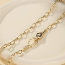 1 chiếc vòng cổ kim loại trang trí hình con rắn bằng đá Rhinestone chất lượng cao, thiết kế sang trọng thanh lịch cổ điển, quà tặng ngày lễ Giáng sinh/Năm mới/Ngày lễ tình nhân - Nhiều màu - Xem 3