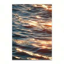 1 件蓝棕色闪光海面风景海报印刷墙面艺术画帆布画客厅家居装饰礼物无框 - 彩色 - 查看 11