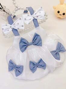 1pc Pet Bow Tie Dress, Princess Style Clothes Suitable For Cats And Dogs - White - View 2