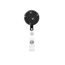 1pc Colorful Rhinestone Inlaid ABS Plastic Retractable Badge Reel, ID Card Holder With Belt Clip And 360 Degree Swivel Back To School