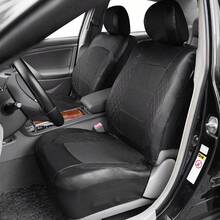 Car Seat Covers 4pcs Set Black PVC And Jacquard Fabric Airbag Compatible Universal Fit For Van Truck Car Suv Seat Cushion Auto Accessories For Men New Design