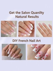 Bộ 150 móng tay giả vuông kiểu Pháp dài vừa - 5 kiểu màu khác nhau, Bộ móng tay giả gel vuông kiểu Pháp 3 trong 1, 15 kích cỡ phù hợp để tự làm móng, Móng tay giả bền lâu cho phụ nữ và tiệm làm móng, phụ kiện làm móng - Nhiều màu - Xem 7