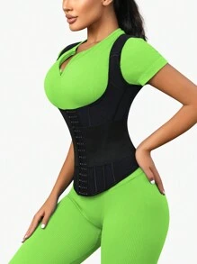 女士束腰塑身衣，收腹塑形衣，压缩运动健身瘦身背心 - 黑色 - 查看 2