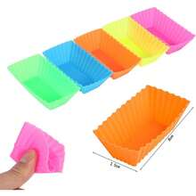 12件随机彩色长方形硅胶蛋糕杯模具混色套装厨房烘焙用具布丁果冻模型 - 彩色 - 查看 3