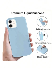 蓝色2毫米厚液态硅胶手机壳，兼容 16、15、14、13、12、11 Pro Max、S24U、S23、S22，全包保护套，防水防震防摔防刮花 - 淺藍色 - 查看 5