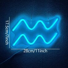 Biển hiệu đèn Neon sóng cho phòng ngủ màu xanh băng, đèn Neon sóng nghệ thuật trang trí tường Biển hiệu đèn Neon sóng cho trang trí tường phòng khách phòng ngủ văn phòng quán bar tiệc sinh nhật Giáng sinh, nguồn điện USB 5V. - Ánh sáng màu xanh - Xem 3