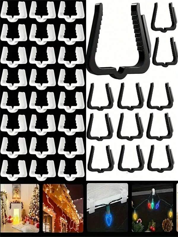 10/20/30/50 Pieces Of Christmas Light Hook, Waterproof Plastic Outdoor Festival Light Clip, Used For Christmas Party Decoration Roof Drainage Ditch Fence Eaves
