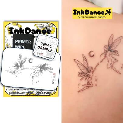 1 Set "Angel, Cute Fairy" Revolutionary Tattoo Stickers, Semi-Permanent Tattoo, Temporary Tattoo, Faux Tattoo, Waterproof, Realistic Tattoo Effect, Plant-Based Tattoo Stickers, Durable, Realistic, X176