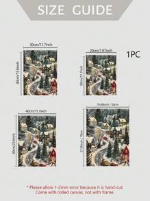 1 幅无框帆布画圣诞窗，冬季仙境场景，送给朋友和家人、家庭办公室墙壁装饰的完美礼物
