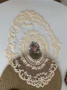 1/2件复古蕾丝餐垫，法式复古优雅蕾丝桌布，手工刺绣餐垫，适合家庭餐桌装饰和派对布置 - 彩色 - 查看 10