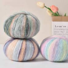 Large Clouds, A Ball Of 100 Grams, Length 350 Meters, Gradient Wool Mohai, Rainbow Segment Dyed Medium Thick Thread, DIY Hand-Woven Wool, Hook Scarf, Clothes And Hats