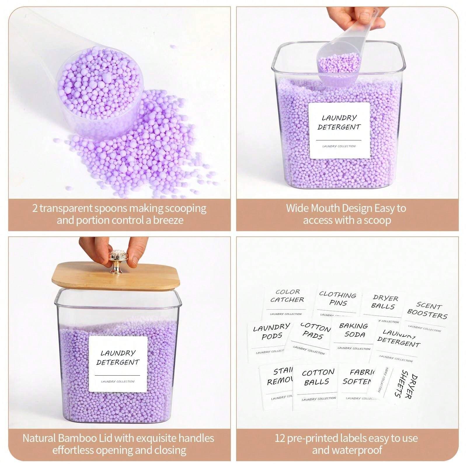 3 Packs Laundry Room Organization Storage Containers, Plastic Clear