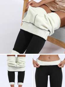 Bộ 3 quần legging lót nhiệt lưng cao cho nữ, quần bó mùa đông - màu đen - Xem 6