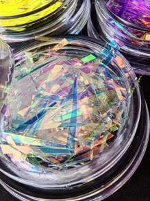 4pcs Iridescent Glass Nail Art Flakes 4-Colors Aurora Gradient Shards For DIY Manicure, Reflective Mirror Designs, Unscented Decoration Kit Nails - Multicolor - View 4
