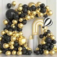 Set da 26 palloncini in lattice da 10 pollici con finitura opaca nera e dorata, adatti per feste con amici, addii al celibato, tea festa, anniversari, raduni familiari, matrimoni, feste per signore, decorazioni per interni/esterni, regali per Capodanno, feste di compleanno, decorazioni per San Valentino, celebrazioni di varie festività - Multicolore - Visualizzare 4