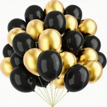 Set da 26 palloncini in lattice da 10 pollici con finitura opaca nera e dorata, adatti per feste con amici, addii al celibato, tea festa, anniversari, raduni familiari, matrimoni, feste per signore, decorazioni per interni/esterni, regali per Capodanno, feste di compleanno, decorazioni per San Valentino, celebrazioni di varie festività - Multicolore - Visualizzare 1