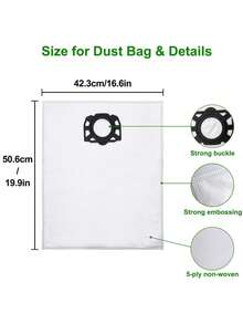 10 Dust Bags, Compatible With Karcher WD4, WD5, MV4, MV5MV6 Dry And Wet Vacuum Cleaners (Replacing Karcher 2.863-006.0)