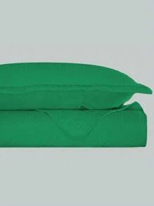 3-Piece Bedspread Quilt Kit Complete Box Bed Ultrasonic Butterfly Quilted - verde hoja - Ver 4