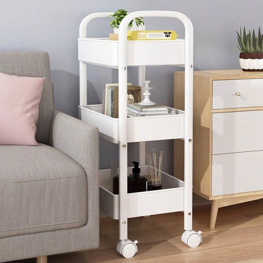 3/4 Layer Rolling Storage Organizer Cart With Wheels, Easy To Assemble, Suitable For Bathroom, Kitchen, Office, Snack Utility Trolley