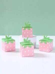 24 Piezas Caja de dulces con diseño de fresa rosa, Caja de dulces de papel 3D, Decoración para fiesta de cumpleaños, Suministros para fiesta con temática de fresa, Decoración de cumpleaños, Empaque para galletas y bocadillos, Baby Shower - fresa rosa - Ver 3