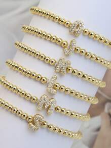 Pulsera de lujo para mujer con dije de letra de circonita, pulsera ajustable con cadena inicial de la A a la Z como regalo de joyería