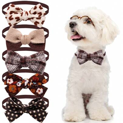 5件套多色经典领结宠物项圈（适用于狗狗）秋季