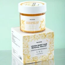 WAXKISS 软蜡脱毛套装 - 包括 1 罐 300 克柠檬糖蜡、12 条蜡条和 2 根涂抹棒，温和、即用、持久、精确去除面部和身体毛发 - 黃色 - 查看 2