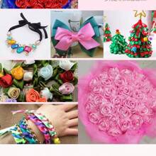 1/5 piezas de cintas de regalo de colores, cintas de satén, cintas de seda, de 4cm de ancho, para hacer rosas artificiales, envolver regalos - Dorado - Ver 5