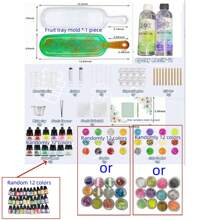 32 盎司（约 907.2 克）环氧树脂水晶透明环氧树脂硅胶入门套件，珠宝级 2 部分环氧树脂 A 和 B - 包括树脂和硬化剂（各 16 盎司/473 毫升，随机颜色瓶），带 2 个量杯、4 根木棍、1 对随机颜色手套、4 根吸管、随机颜色硅胶垫（30*20CM）、1 个电子秤，用于珠宝制作、DIY - 彩色 - 查看 14