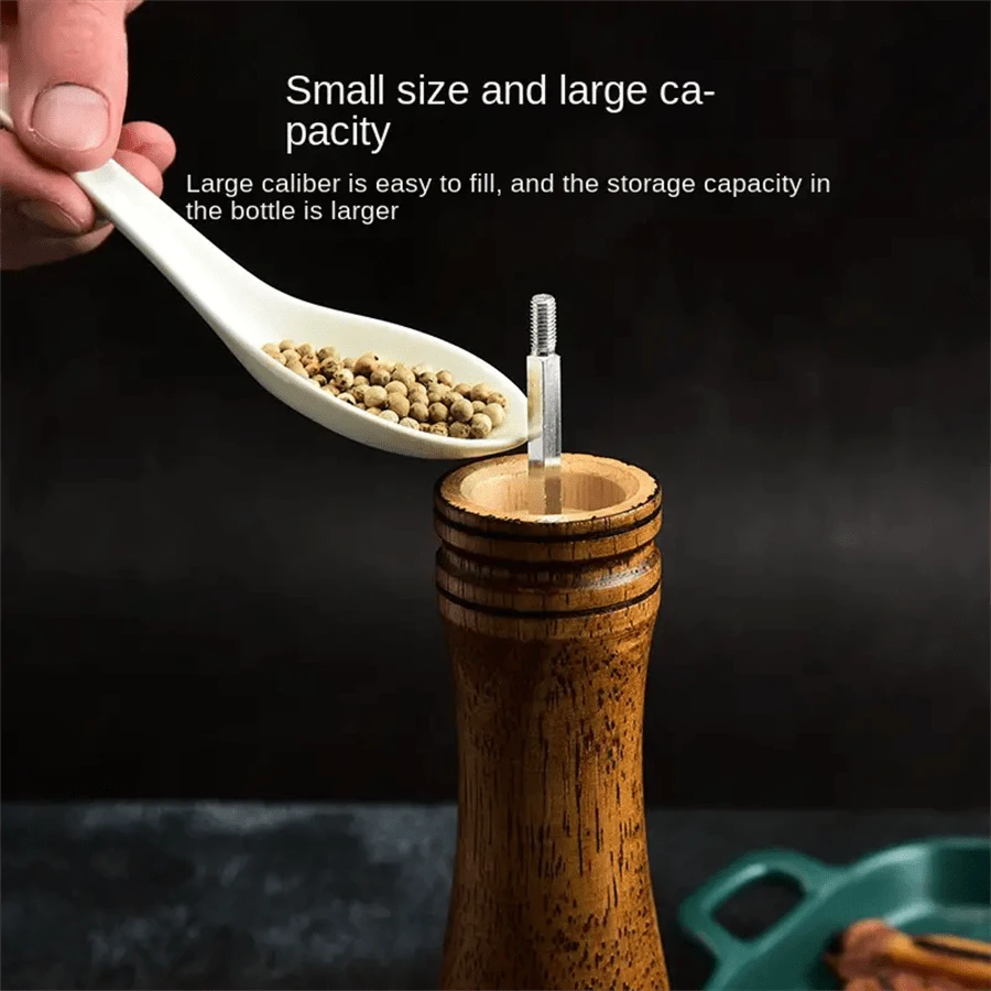 Handheld Oak Wood Pepper Mill Grinder Set Perfect For Spicing Up Your