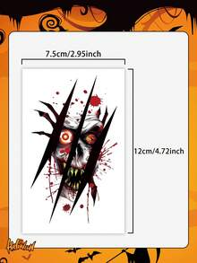 1 Mảnh, Tiệc Halloween, Đầu Lâu Phát Sáng, Zombie Phát Sáng, Hình Xăm Tạm Thời Cho Nam Và Nữ, Hình Xăm Tạm Thời Halloween Phát Sáng - Nhiều Thiết Kế Độc Đáo, Không Thấm Nước Và Bền, Hoàn Hảo Cho Các Bữa Tiệc Và Trang Trí - Nhiều màu - Xem 3