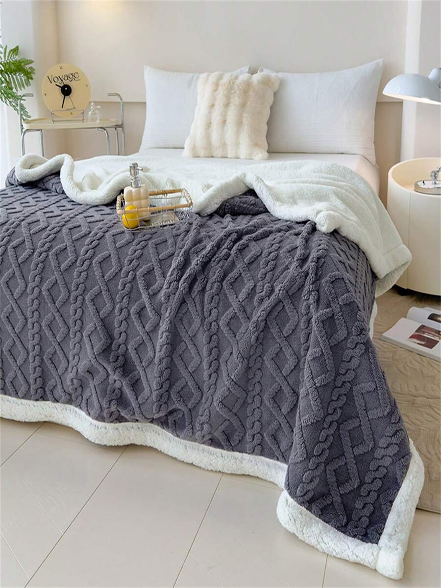 1 pieza Manta Sherpa bohemia de jacquard, manta suave y esponjosa de franela rosa para Halloween, Navidad, apta para cama, sofá, sala de estar, Día de la Madre, decoración de dormitorio, aire acondicionado de verano
