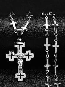 Christian Cross Jesus Stainless Steel Necklace For Women/Men Gold/Silver Cross Rose Chain Jewelry Rosario For Men And Women Fashion Accessories For Couples Gift - Necklace - View 20