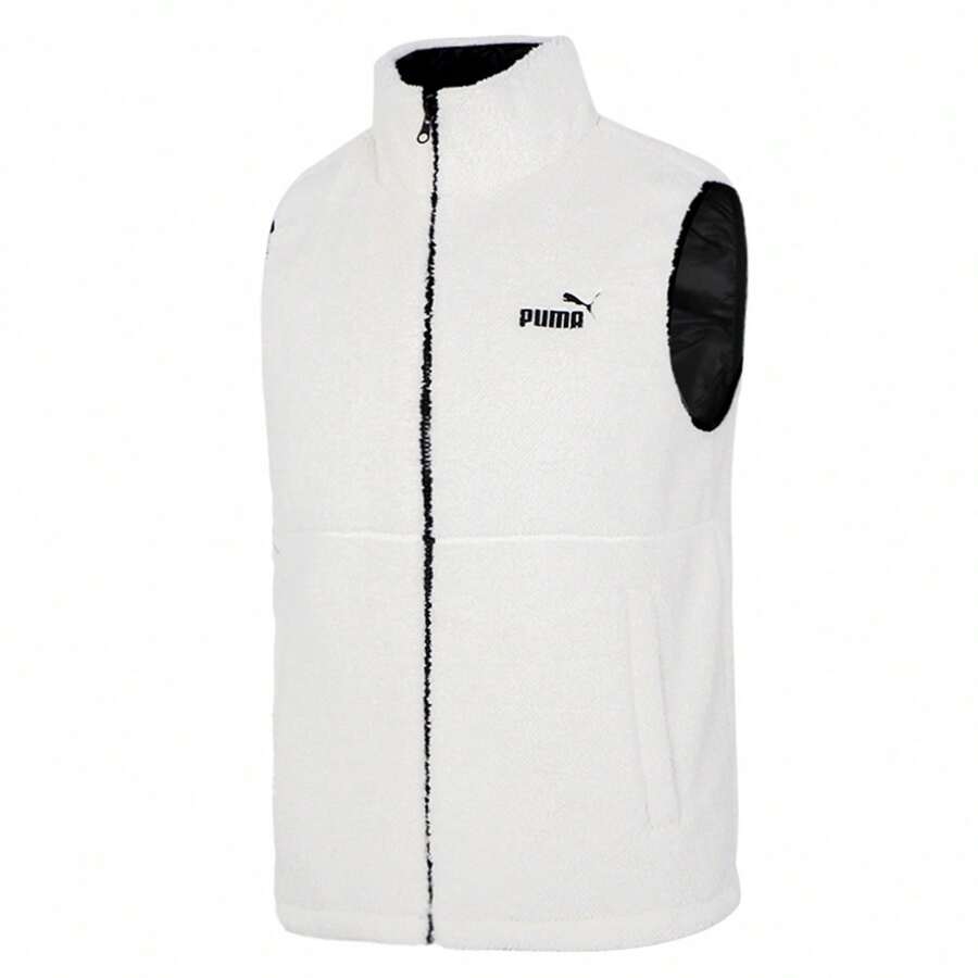 Sherpa Padded Vest, Unisex Jacket, Thick Warm Sportswear Casual Stand Collar - Beige - View 1