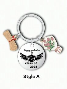 1pc Customized Graduate Keychain, Unique Keychain Funny Gift For Postgraduate Students, Teachers, Suitable For Kids, Partners, Friends And Classmates, Stainless Steel